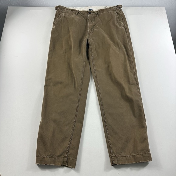 Vintage Polo Ralph Lauren Pants Mens 38x32 Adjustable Waist Buckle Chino‎ Brown - Picture 1 of 9
